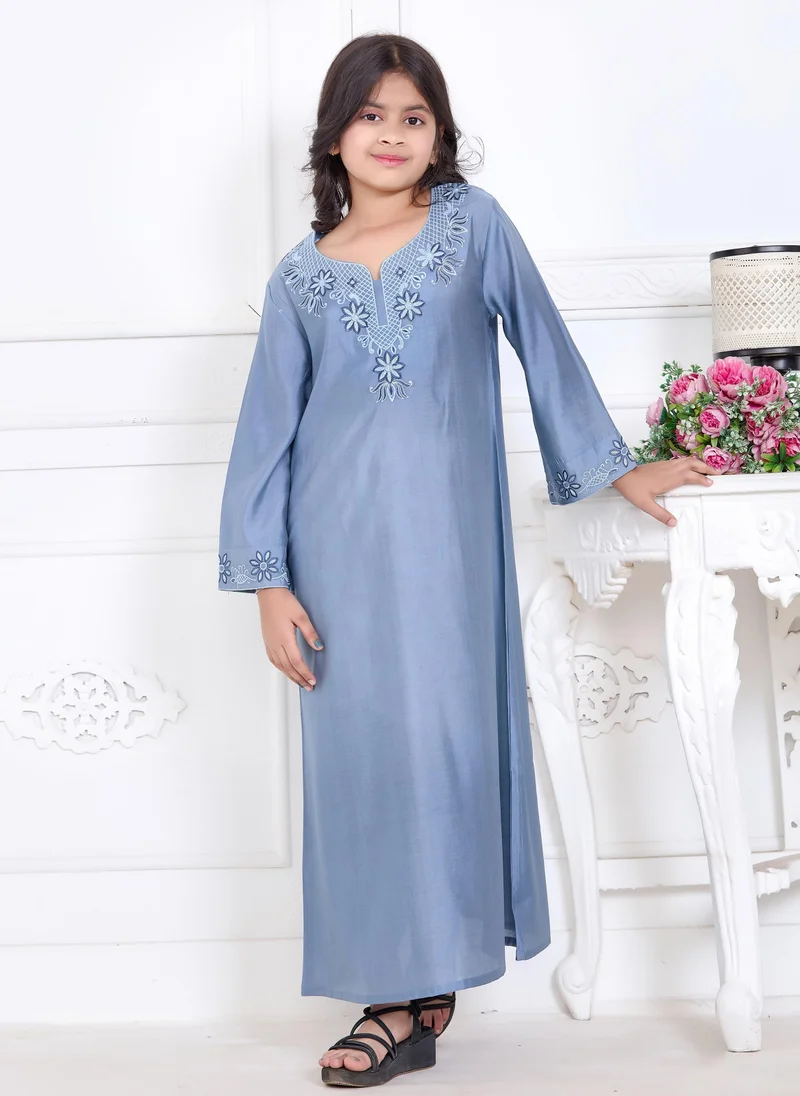 Artemea  SOFT SHINY SATIN FINISH EMBROIDERED JALABIYA for Women | Best Price UAE